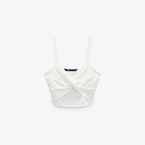 Zara | Knotted Cropped Top with V-necklace and Straps